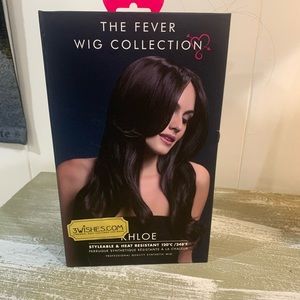 Wig. Long brown wave with center part.